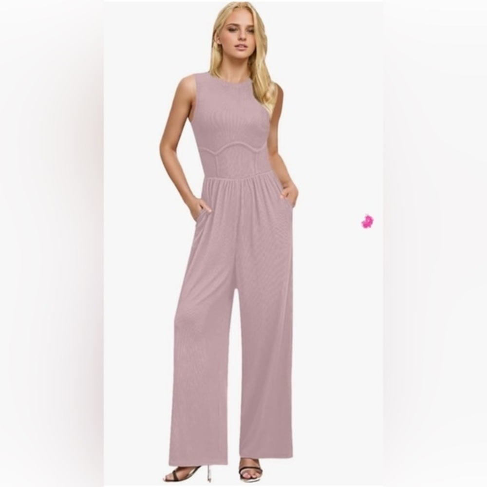 Sleeveless Wide-Leg Jumpsuit in Dusty Rose